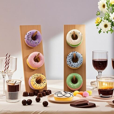 Christmas Gift Bamboo Donut Wall Stand (Pack of 3) - Wooden Doughnut Display Stand for Christmas Party, Birthday, Wedding, Dessert Table Decoration in Saudi Arabia