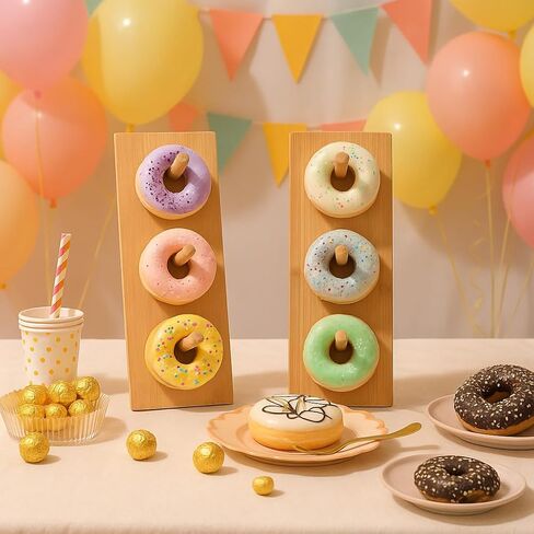 Christmas Gift Bamboo Donut Wall Stand (Pack of 3) - Wooden Doughnut Display Stand for Christmas Party, Birthday, Wedding, Dessert Table Decoration in Saudi Arabia