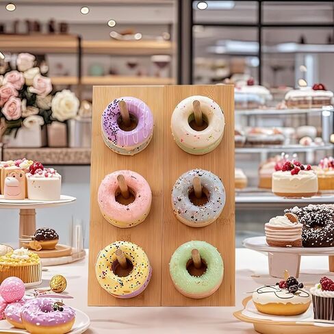 Christmas Gift Bamboo Donut Wall Stand (Pack of 3) - Wooden Doughnut Display Stand for Christmas Party, Birthday, Wedding, Dessert Table Decoration in Saudi Arabia