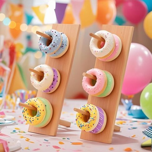 Christmas Gift Bamboo Donut Wall Stand (Pack of 3) - Wooden Doughnut Display Stand for Christmas Party, Birthday, Wedding, Dessert Table Decoration in Saudi Arabia