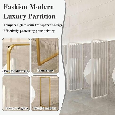 Tempered Glass Urinary Partition, Adult Urinal Partition Semitransparent Design, Speech Partition Mounted On The Modern Wall, Urinary Separator of Stainless Steel Frame,White-5pcs in Saudi Arabia