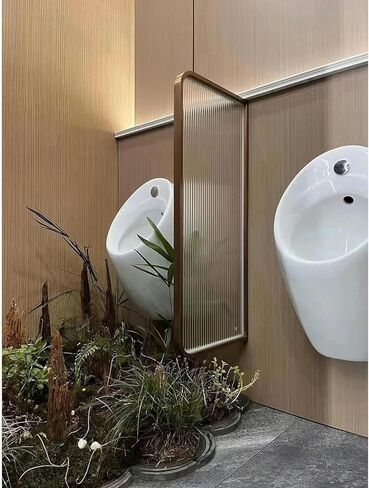 Tempered Glass Urinary Partition, Adult Urinal Partition Semitransparent Design, Speech Partition Mounted On The Modern Wall, Urinary Separator of Stainless Steel Frame,White-5pcs in Saudi Arabia