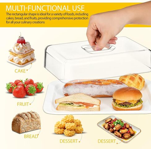 NUOBESTY Rectangular Acrylic Cake Cover, 10.82 Inch Transparent Food Dome for Cakes, Cookies, Desserts, Home Kitchen and Party Use(Only Cover, No Base) in Saudi Arabia