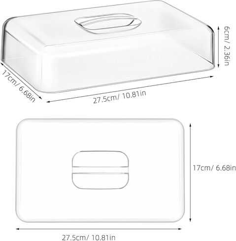 NUOBESTY Rectangular Acrylic Cake Cover, 10.82 Inch Transparent Food Dome for Cakes, Cookies, Desserts, Home Kitchen and Party Use(Only Cover, No Base) in Saudi Arabia