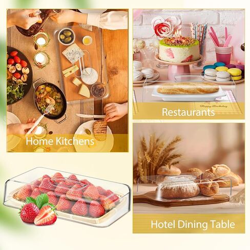 NUOBESTY Rectangular Acrylic Cake Cover, 10.82 Inch Transparent Food Dome for Cakes, Cookies, Desserts, Home Kitchen and Party Use(Only Cover, No Base) in Saudi Arabia