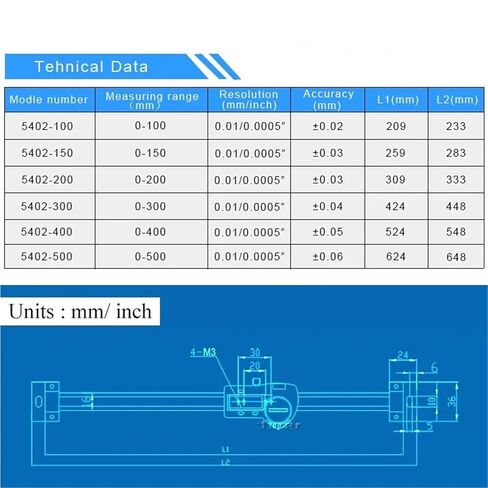 مقياس خطي 0-500 مللي متر 0.01 مللي متر نوع أفقي رقمي من الفولاذ المقاوم للصدأ أدوات قياس خطية in Kuwait