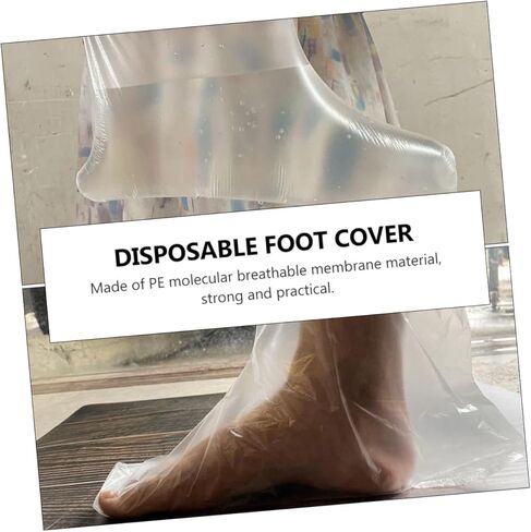 PartyKindom 2 Packs Disposable Transparent Foot Cover Long Tube Shoe Covers for Spa Use Breathable Pe Material for Daily Maintenance and in Saudi Arabia