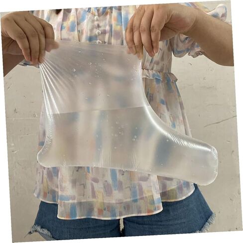 PartyKindom 2 Packs Disposable Transparent Foot Cover Long Tube Shoe Covers for Spa Use Breathable Pe Material for Daily Maintenance and in Saudi Arabia