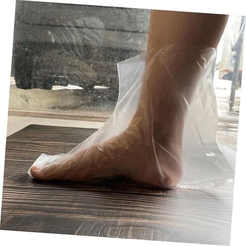 PartyKindom 2 Packs Disposable Transparent Foot Cover Long Tube Shoe Covers for Spa Use Breathable Pe Material for Daily Maintenance and in Saudi Arabia
