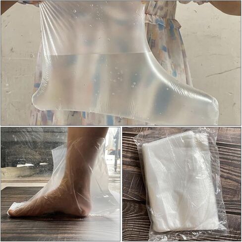 PartyKindom 2 Packs Disposable Transparent Foot Cover Long Tube Shoe Covers for Spa Use Breathable Pe Material for Daily Maintenance and in Saudi Arabia