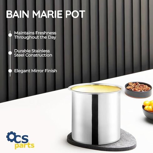 OCS Parts 3 عبوات 1.5 لتر وعاء باين ماري | وعاء من الفولاذ المقاوم للصدأ مقاس 5-5/8 بوصة × 4-7/16 بوصة للأطعمة الدافئة أو الباردة أو الصلصات أو الحساء أو تنظيم أواني الطبخ in Saudi Arabia