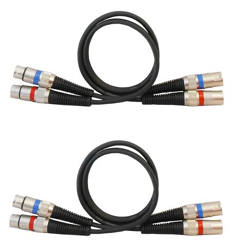 Audio2000'S ADC203F2 Two-Pack Integrated Dual 3-Feet XLR Male to XLR Female Balanced Audio/Patch/Recording/Stage Cables (Total 2 Integrated Dual/Stereo Cables) in Saudi Arabia