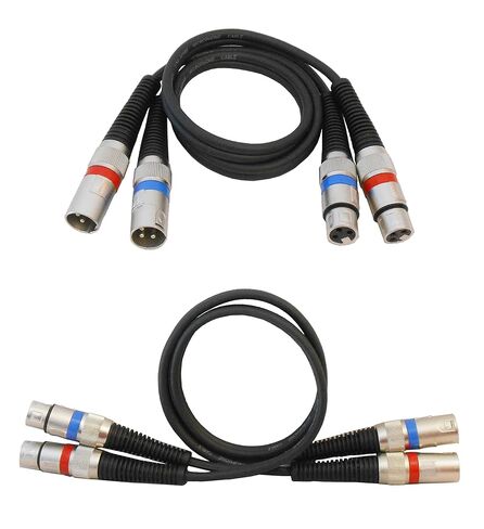 Audio2000'S ADC203F2 Two-Pack Integrated Dual 3-Feet XLR Male to XLR Female Balanced Audio/Patch/Recording/Stage Cables (Total 2 Integrated Dual/Stereo Cables) in Saudi Arabia