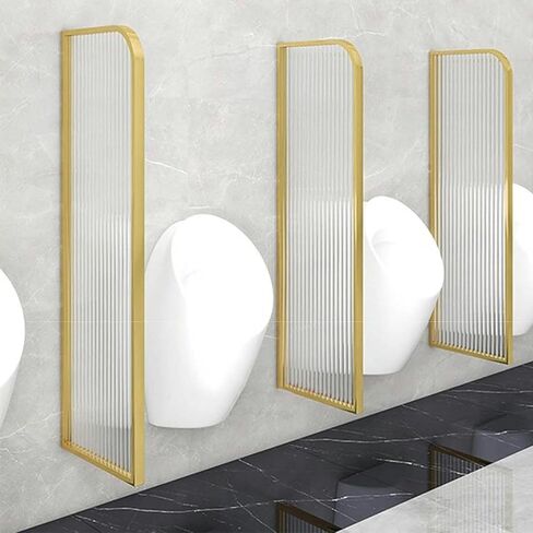 Toilet Screen for Men Mounted On The Wall, Modern Bath Urinary Dividing Screen, Stainless Steel Frame and Translucent Glass Panel Screen, for Office,Gold-3 Piece in Saudi Arabia