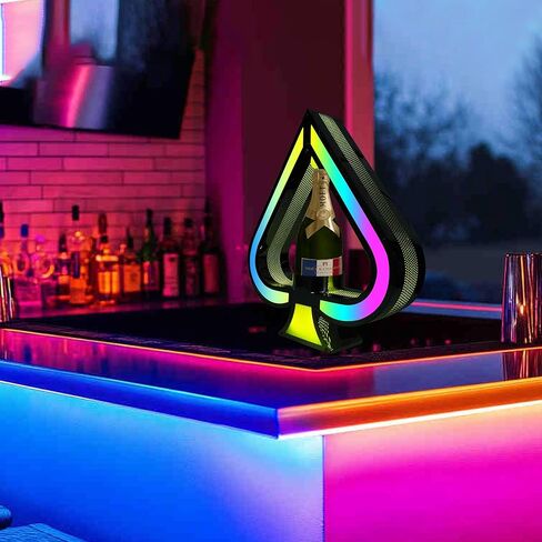 GLITCHCORE LED Liquor Bottle Display Shelf，bar Bottle Service Sign，Club Champagne Whiskey for Bottle Service Display Shelf，Equipped with RF Remote Control and 8 Adjustable Colors in Saudi Arabia