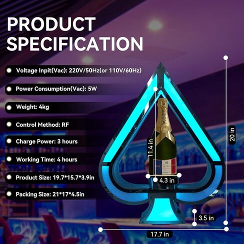 GLITCHCORE LED Liquor Bottle Display Shelf，bar Bottle Service Sign，Club Champagne Whiskey for Bottle Service Display Shelf，Equipped with RF Remote Control and 8 Adjustable Colors in Saudi Arabia