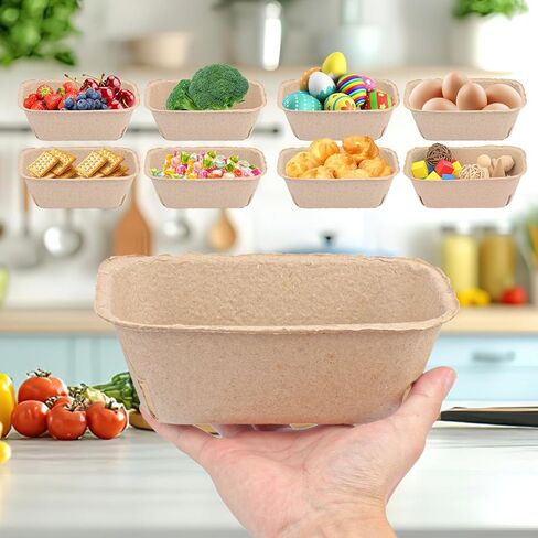100 Pack Natural Pulp Fiber Large Berry Basket, 7.3 Inch Molded Berry Basket for Fresh Produce Farmers Market & Home Use in Saudi Arabia