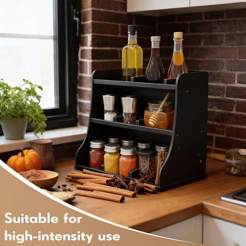 Blulu 3-tier Adjustable Condiment Organizer for Countertop Condiment Food Beverage Holder Wooden Condiments Bottle Sauce Packet Organizer Bin for Coffee Shops Restaurants Bars 14.5" x14.8" x 11.75" in Saudi Arabia