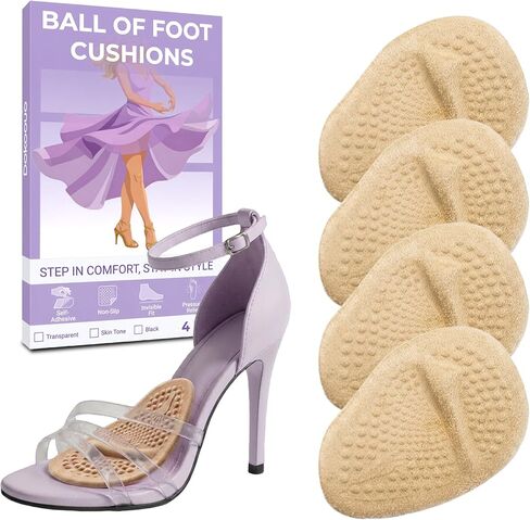 Ball of Foot Cushions (2 Pairs Gel Shoe Inserts), Heel Inserts for Women, Non Slip Heel Pads, Heel Cushions for Women Foot Pain Relief and Comfort, One Size Fits Any (Clear) (4, Clear) in Saudi Arabia