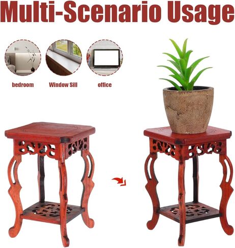 Garneck Wood Plant Stand Unique Design Small Decorative Pedestal Base for Indoor Plants 100% Natural Wood for Home and Garden Decoration in Saudi Arabia