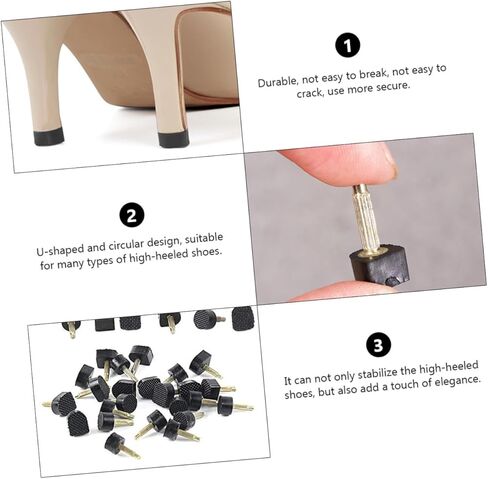 SAFIGLE 30Pairs Protective Heel Covers for High Heels Durable Reusable Shoe Accessories Black for Preventing Sinking Grass Mud and Cracks in Saudi Arabia