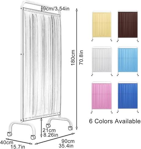 Portable Medical Privacy Screen Partition - 2 Panel, 180cm High Mobile Room Dividers on Wheels, Flexible Freestanding Temporary Walls for Clinics, Salons, Wards, and Hospitals in Saudi Arabia