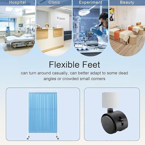 Portable Medical Privacy Screen Partition - 2 Panel, 180cm High Mobile Room Dividers on Wheels, Flexible Freestanding Temporary Walls for Clinics, Salons, Wards, and Hospitals in Saudi Arabia