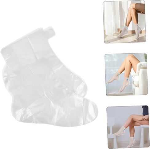 PartyKindom 100PCS Disposable Waterproof Plastic Foot Covers for Feet Care Moisturizing Socks for Pedicure in Saudi Arabia
