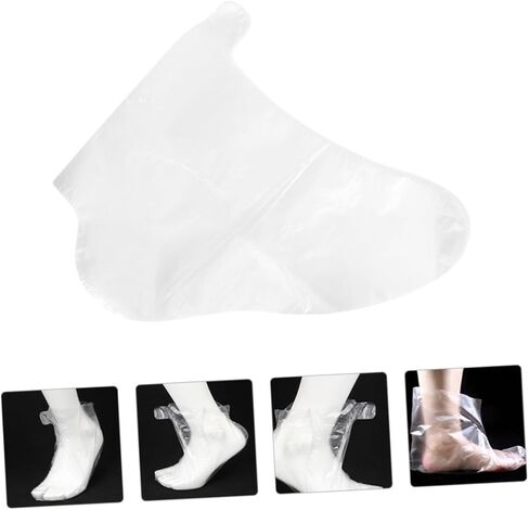 VANZACK 100PCS Clear Disposable Foot Covers Transparent Shoe Protectors for Skiing Skating Amusement Parks Fit Comfortable Pet Material for Shoe Fitting Foot Care in Saudi Arabia