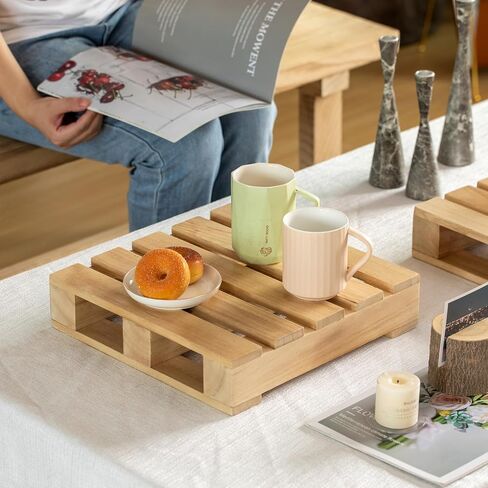 Vintiquewise 13-inch Rustic Wooden Pallet Display Stand Natural Wood Riser for Home Decor Table Centerpiece Candle or Dessert Holders Plant Pot DIY Craft Party Accents and Event Presentation in Saudi Arabia