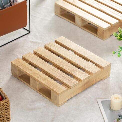 Vintiquewise 13-inch Rustic Wooden Pallet Display Stand Natural Wood Riser for Home Decor Table Centerpiece Candle or Dessert Holders Plant Pot DIY Craft Party Accents and Event Presentation in Saudi Arabia