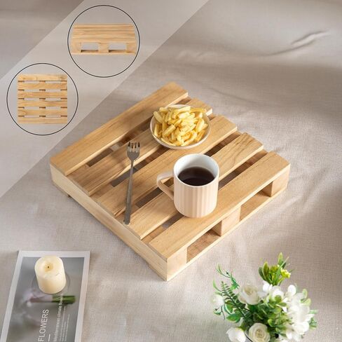 Vintiquewise 13-inch Rustic Wooden Pallet Display Stand Natural Wood Riser for Home Decor Table Centerpiece Candle or Dessert Holders Plant Pot DIY Craft Party Accents and Event Presentation in Saudi Arabia