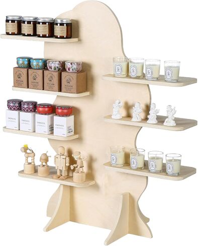 7-Tier Candle Display Shelf Stand for Vendor Booth Craft Show, 31inch Tall Portable Detachable Natural Birch Wood Retail Riser Stand, Upscale Display Riser Rack（Cloud-Shaped） in Saudi Arabia