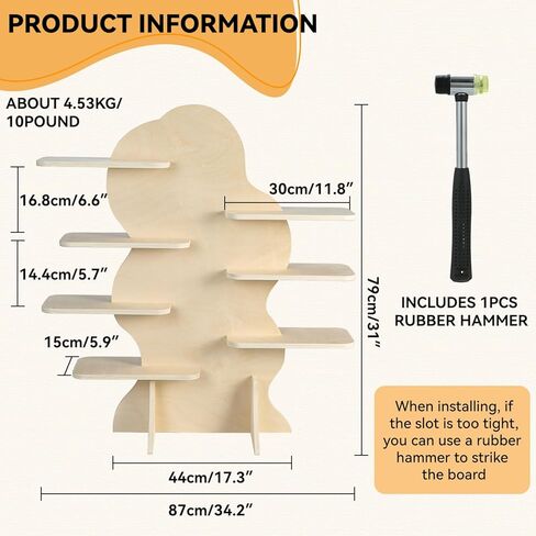 7-Tier Candle Display Shelf Stand for Vendor Booth Craft Show, 31inch Tall Portable Detachable Natural Birch Wood Retail Riser Stand, Upscale Display Riser Rack（Cloud-Shaped） in Saudi Arabia