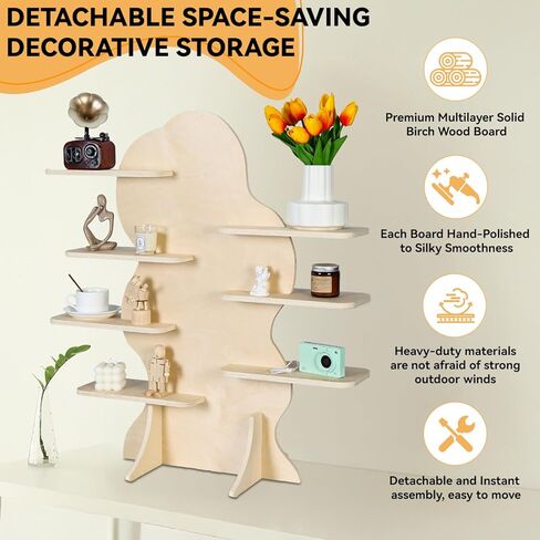 7-Tier Candle Display Shelf Stand for Vendor Booth Craft Show, 31inch Tall Portable Detachable Natural Birch Wood Retail Riser Stand, Upscale Display Riser Rack（Cloud-Shaped） in Saudi Arabia