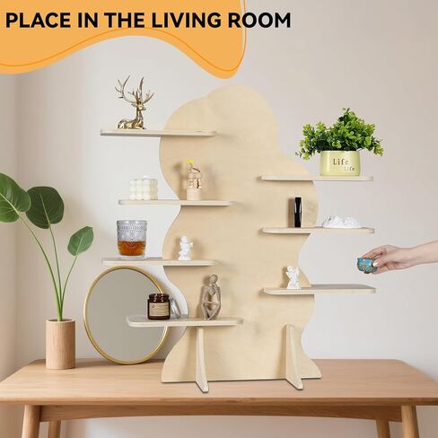 7-Tier Candle Display Shelf Stand for Vendor Booth Craft Show, 31inch Tall Portable Detachable Natural Birch Wood Retail Riser Stand, Upscale Display Riser Rack（Cloud-Shaped） in Saudi Arabia