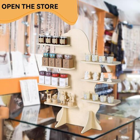 7-Tier Candle Display Shelf Stand for Vendor Booth Craft Show, 31inch Tall Portable Detachable Natural Birch Wood Retail Riser Stand, Upscale Display Riser Rack（Cloud-Shaped） in Saudi Arabia
