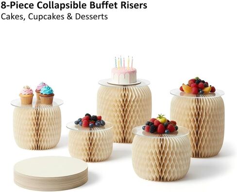 8 Pack Buffet Risers for Table Display, Foldable Display Risers for Cake and Cupcakes, Cake Stands and Dessert Table Display Set for Buffets, Weddings, and Parties in Saudi Arabia