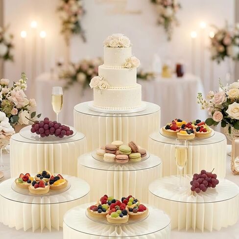 8 Pack Buffet Risers for Table Display, Foldable Display Risers for Cake and Cupcakes, Cake Stands and Dessert Table Display Set for Buffets, Weddings, and Parties in Saudi Arabia