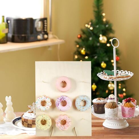 PRETYZOOM Wooden Donut Display Stand 15.74X11.81X1.96In Pastry Display Rack with Smooth Surface for Wedding Party Dessert Table and Kitchen Donut Holder in Saudi Arabia