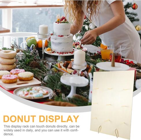 PRETYZOOM Wooden Donut Display Stand 15.74X11.81X1.96In Pastry Display Rack with Smooth Surface for Wedding Party Dessert Table and Kitchen Donut Holder in Saudi Arabia