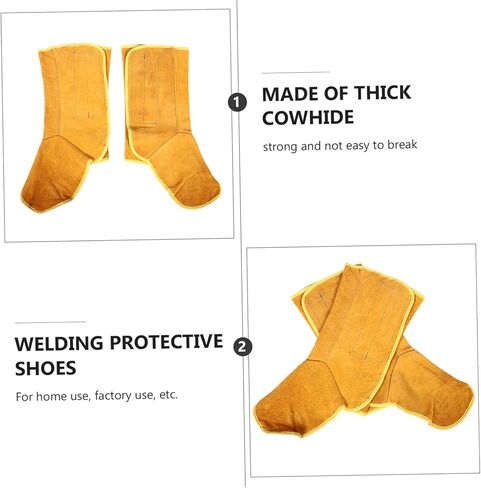 Alipis Welding Foot Protector Covers Sturdy Cowhide Leather Protective Footwear for Welders Waterproof and Wear-Resistant Foot Covers 1 Pair in Saudi Arabia
