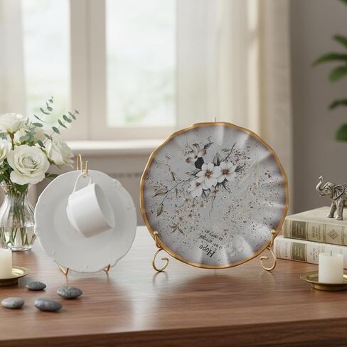 6 Pcs 3 Size Gold Plate Stands for Display, 4 6 8 Inch Plate Holder & 6Cup and Saucer Display Stand for Displaying Picture Frames, Book, Card, Mug Organizer, Bowl, Decorative Plates, Tablet and Art in Saudi Arabia