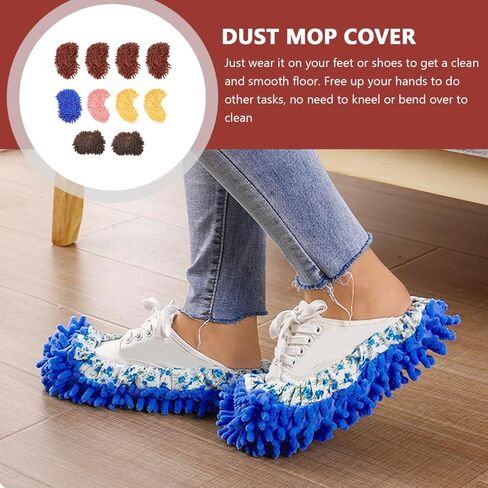 PartyKindom 10pcs Mop Covers for Shoes Floor Cleaner Covers Water Absorbent Lightweight Easy to Wear Random Color in Saudi Arabia
