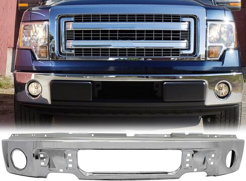 مجموعة ممتص الصدمات الأمامي الفولاذي من PENSUN لسيارة Ford F150 2015 2016 2017 - مصد قطعة واحدة من الكروم مع لوحة زخرفة شبكة مصابيح الضباب، OE# FO1002422 in Saudi Arabia