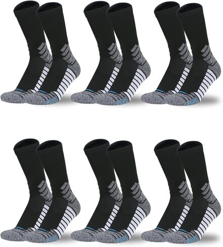 Basketball Socks 6-Pack for Men & Women, Cushioned Crew-Length Athletic Socks with Moisture Wicking in Saudi Arabia