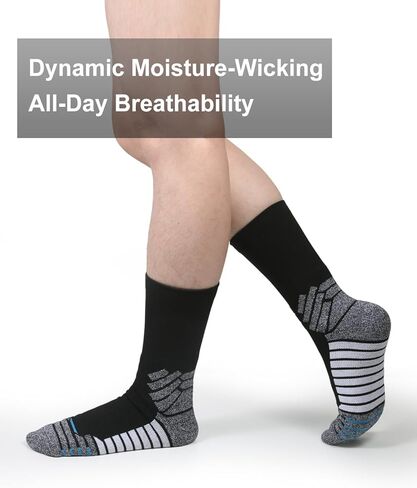 Basketball Socks 6-Pack for Men & Women, Cushioned Crew-Length Athletic Socks with Moisture Wicking in Saudi Arabia