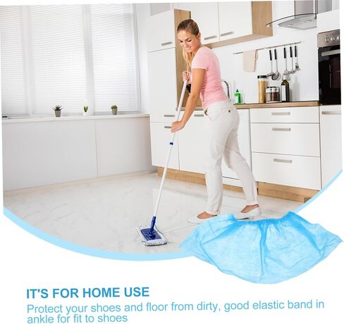 Veemoon 100pcs Non-woven Fabric Foot Covers Breathable Disposable Shoes Protectors Slip Tape for Home Kitchen Travel Random Color in Saudi Arabia