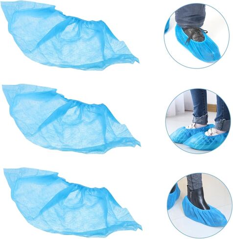 Veemoon 100pcs Non-woven Fabric Foot Covers Breathable Disposable Shoes Protectors Slip Tape for Home Kitchen Travel Random Color in Saudi Arabia