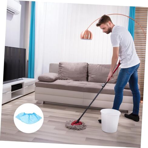 Veemoon 100pcs Non-woven Fabric Foot Covers Breathable Disposable Shoes Protectors Slip Tape for Home Kitchen Travel Random Color in Saudi Arabia